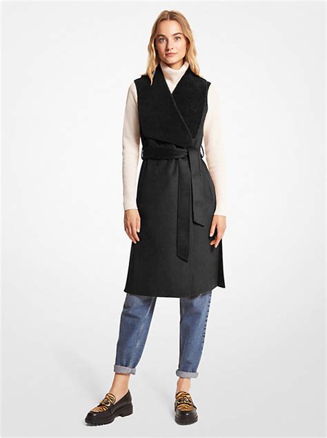 michael kors wool blend wrap vest|Wool Blend and Sherpa Wrap Vest .